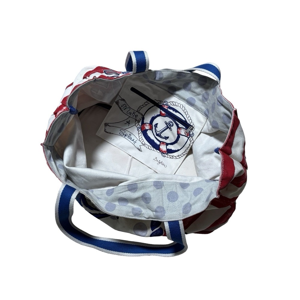Brighton Nautical USA Patriotic Canvas Shopper Tote Beach Bag Approx 21x12x7.5 - Picture 4 of 8